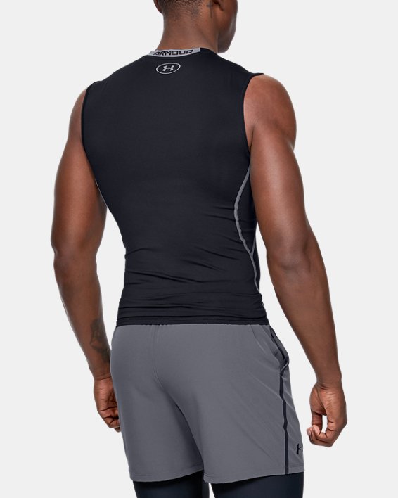 Men's UA HeatGear® Armour Sleeveless Compression Shirt, Black, pdpMainDesktop image number 1